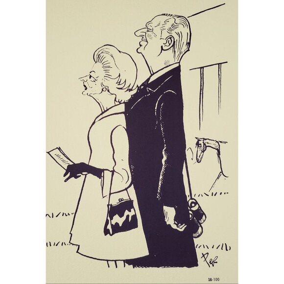 P. Belloc Caricature Kentucky Derby Mr and Mrs Frank Rand #16 Print - Picture 1 of 4